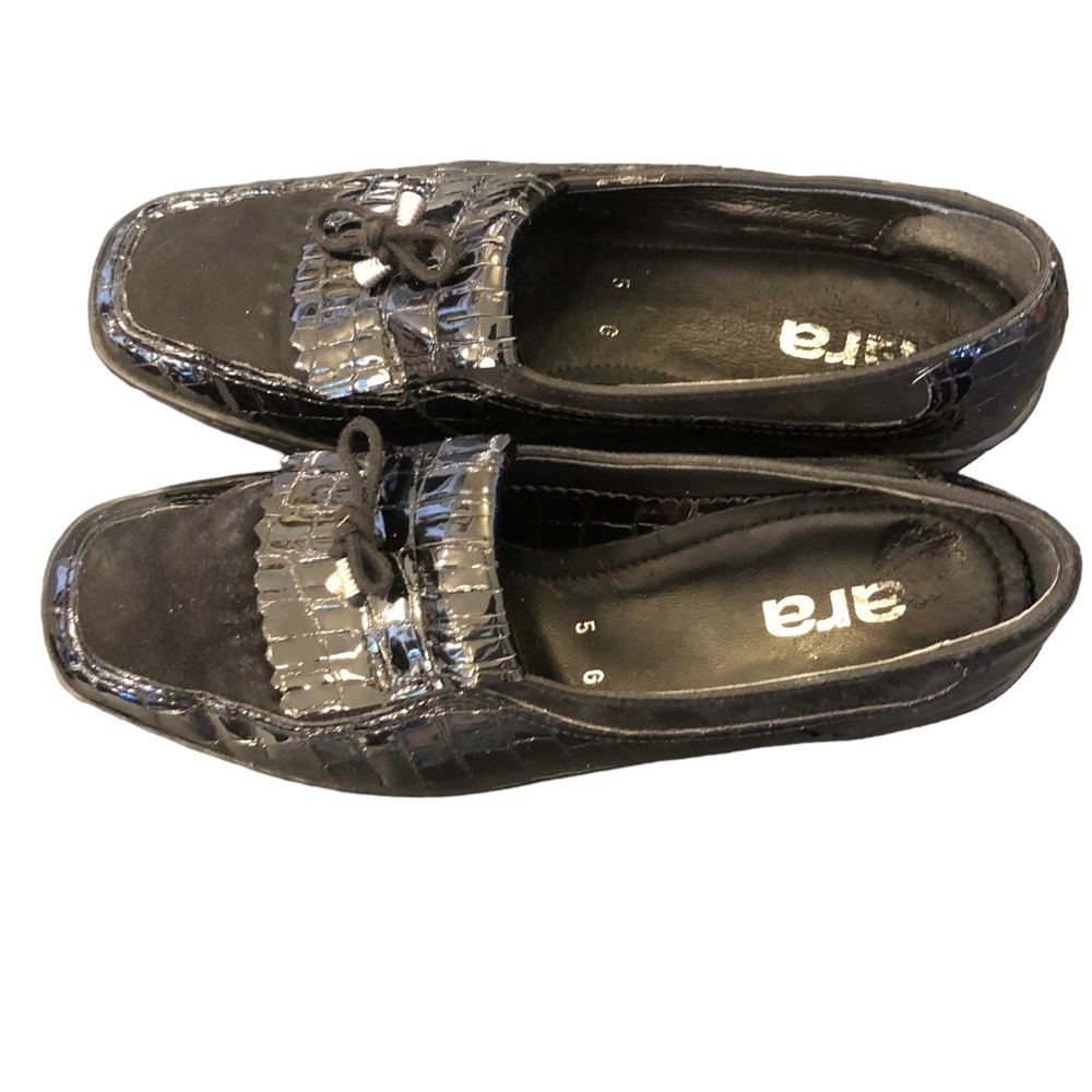Ara Black Patent Leather Crocodile Loafers size 5 - Picture 12 of 16
